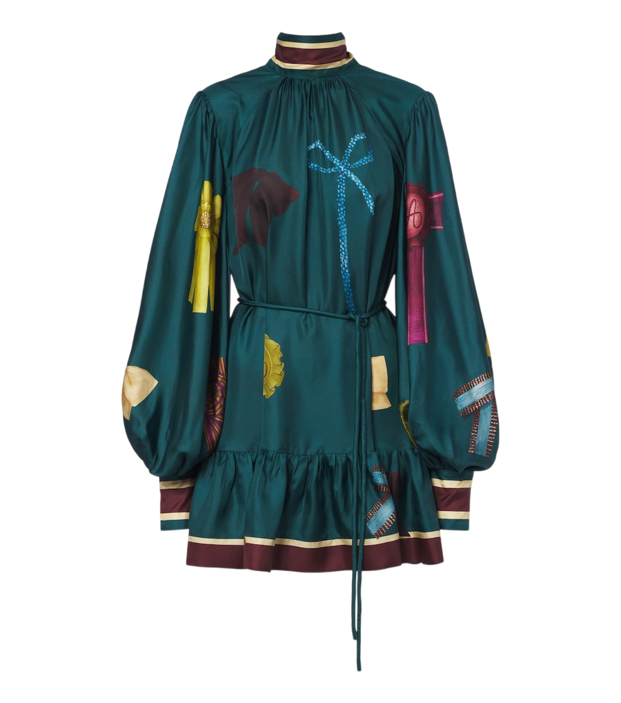 Alémais Rosette printed silk twill minidress