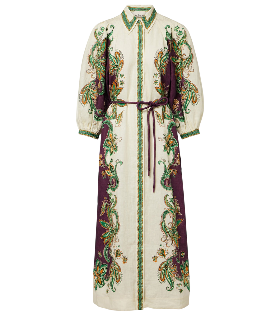 Robe chemise en lin imprimé Ruthie d'Alémais