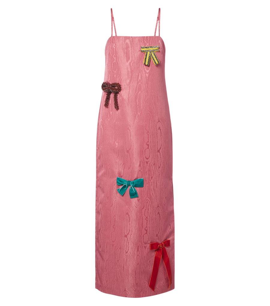 Alémais Vestido midi Valentina em moiré com laços
