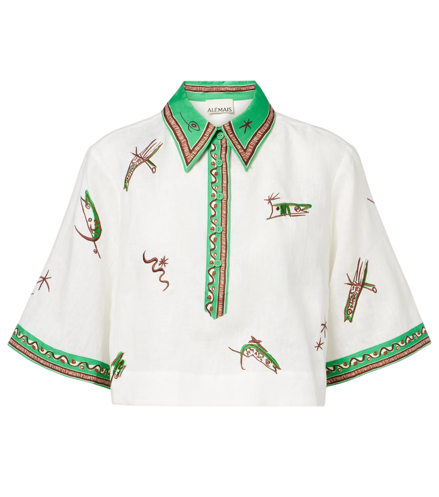 Camisa de lino bordada Wanda de Alémais