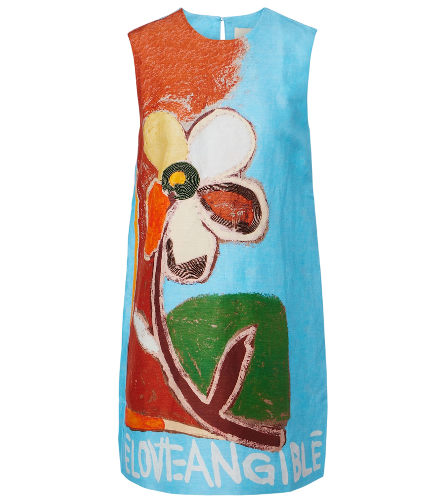 Alémais x MLAK Lenny printed linen-blend minidress