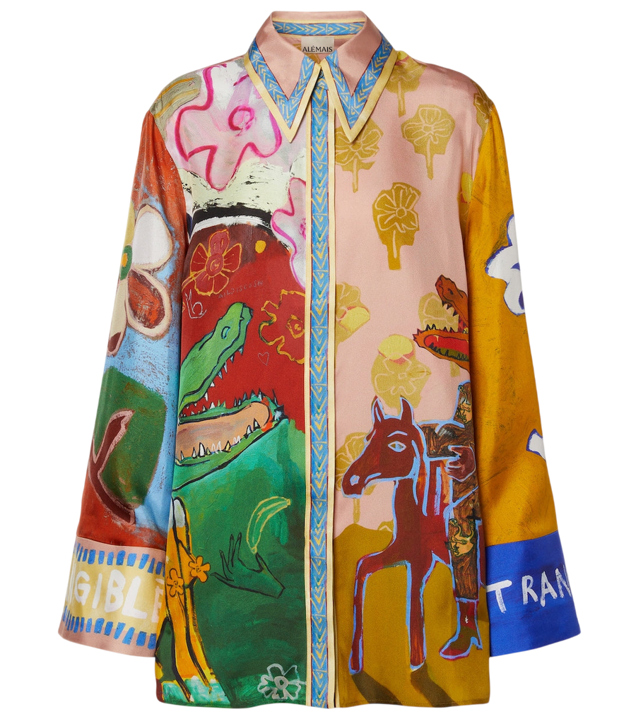 Chemise en sergé de soie imprimé Alémais x MLAK