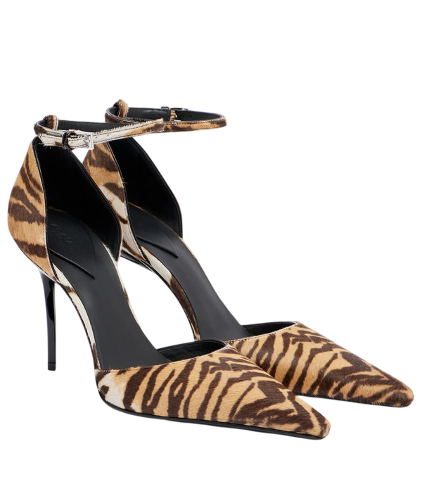 Alaïa 90 sapatos de salto alto em pelo de vitelo com estampa de tigre