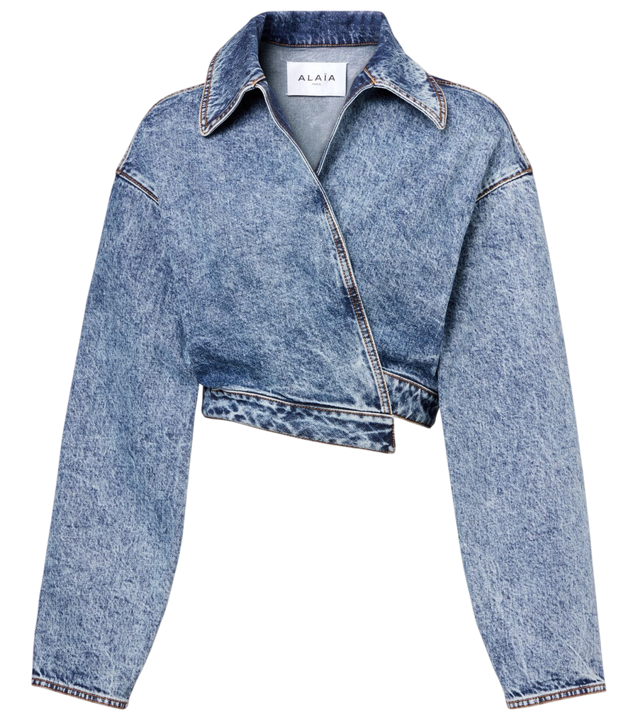Alaïa Asymmetric cropped denim jacket