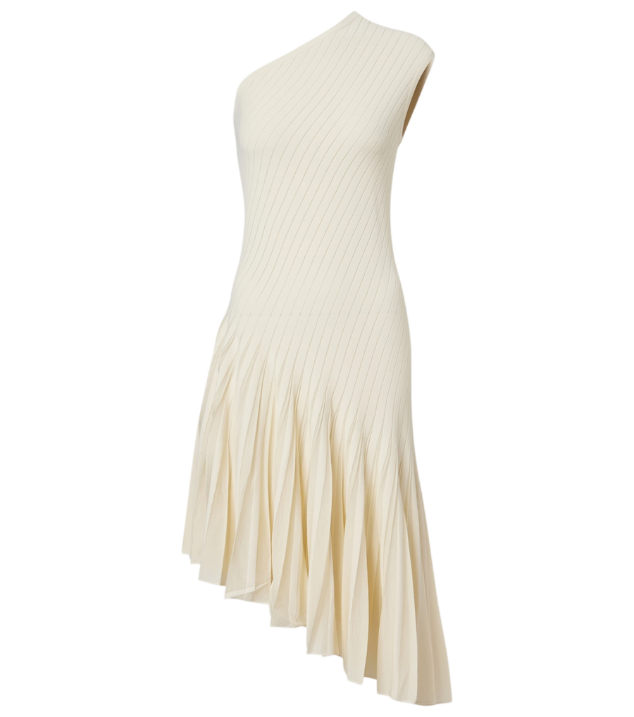 Robe midi Alaïa asymétrique plissée en crêpe