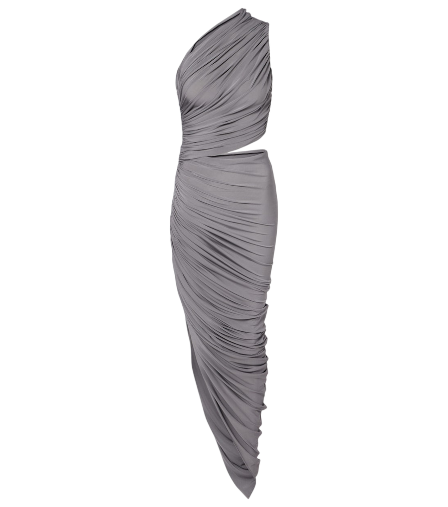 Alaïa Asymmetric ruched jersey maxi dress