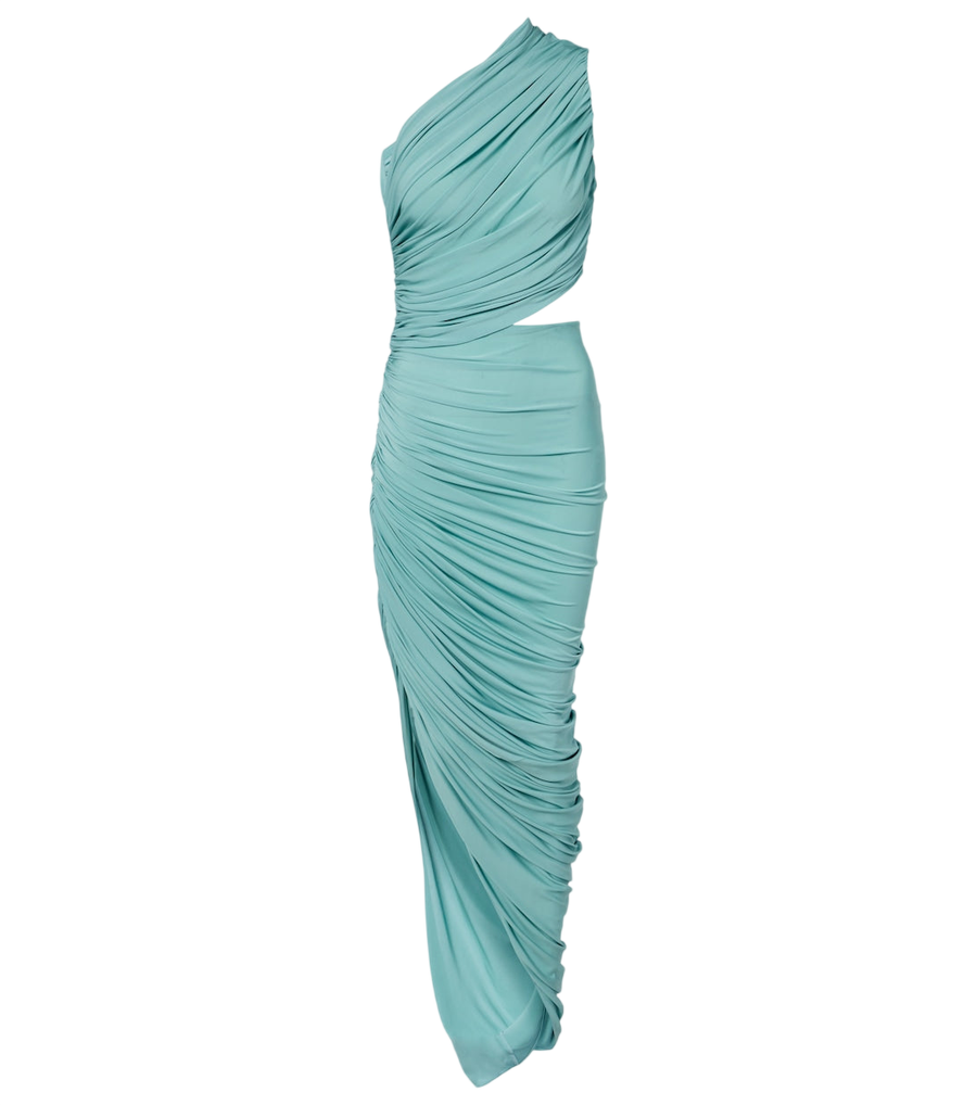 Alaïa Asymmetric ruched jersey maxi dress