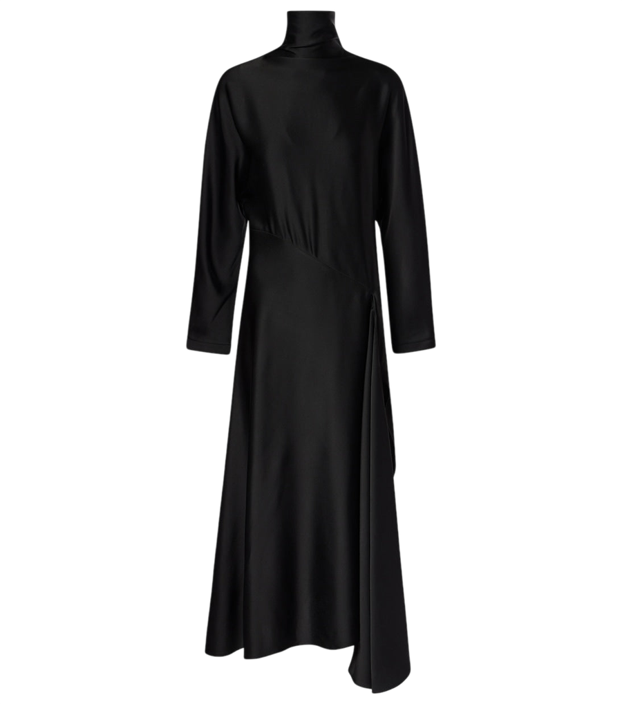 Robe midi asymétrique en satin Alaïa