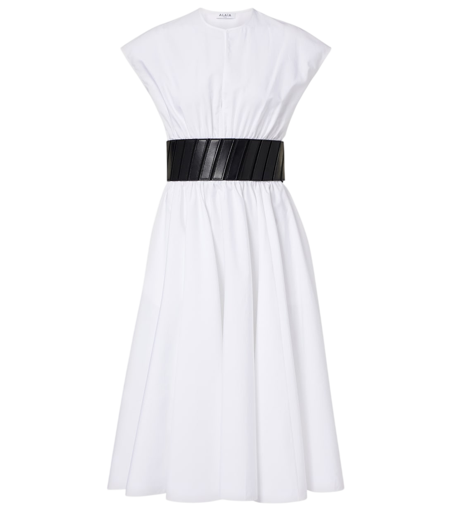 Vestido midi de algodón de Alaïa con cinturón
