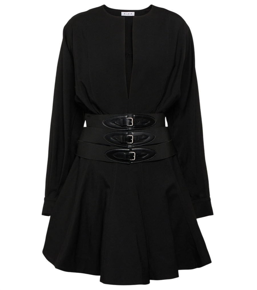 Mini-robe Alaïa en laine ceinturée