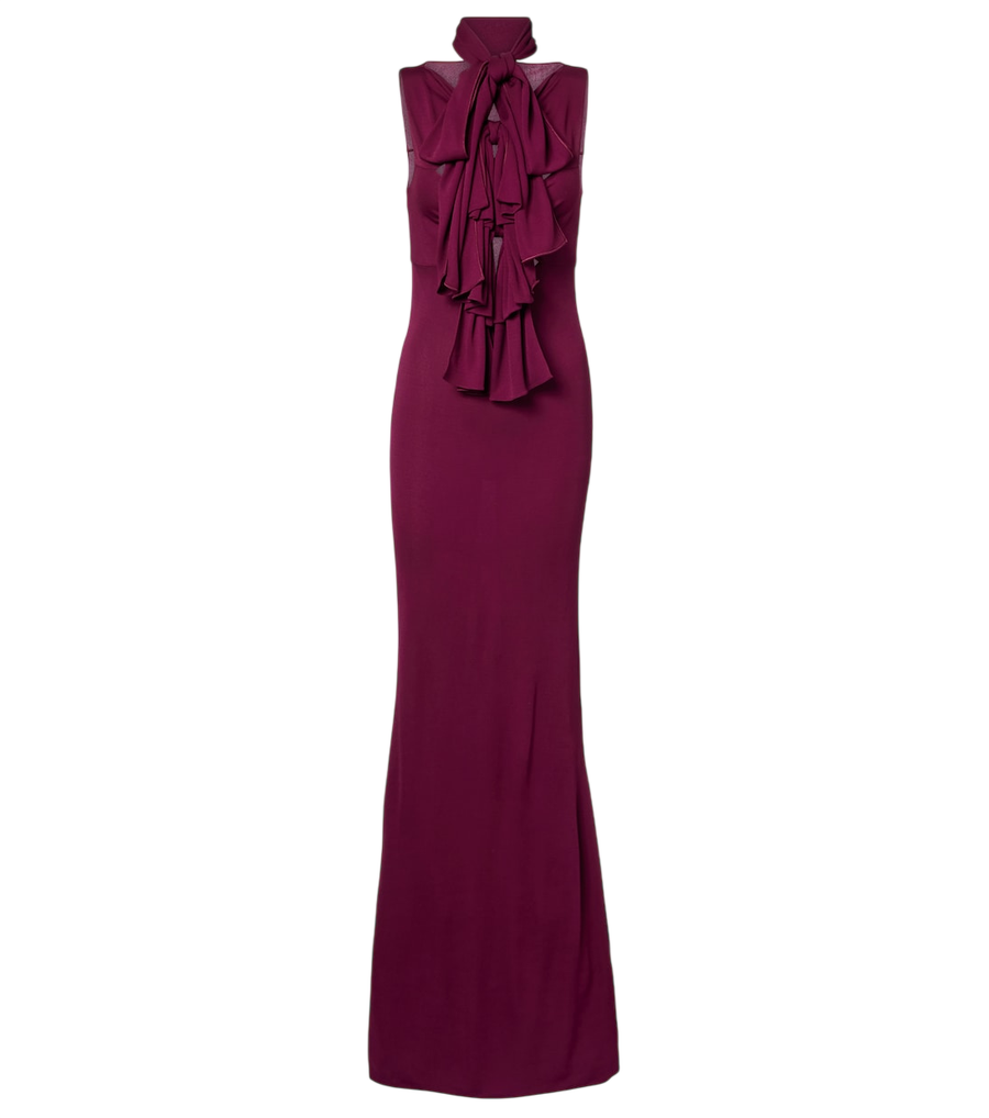 Alaïa Bow-detail halterneck jersey gown