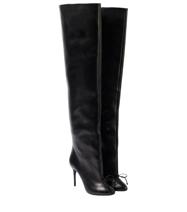 Alaïa Bow-detail leather over-the-knee boots