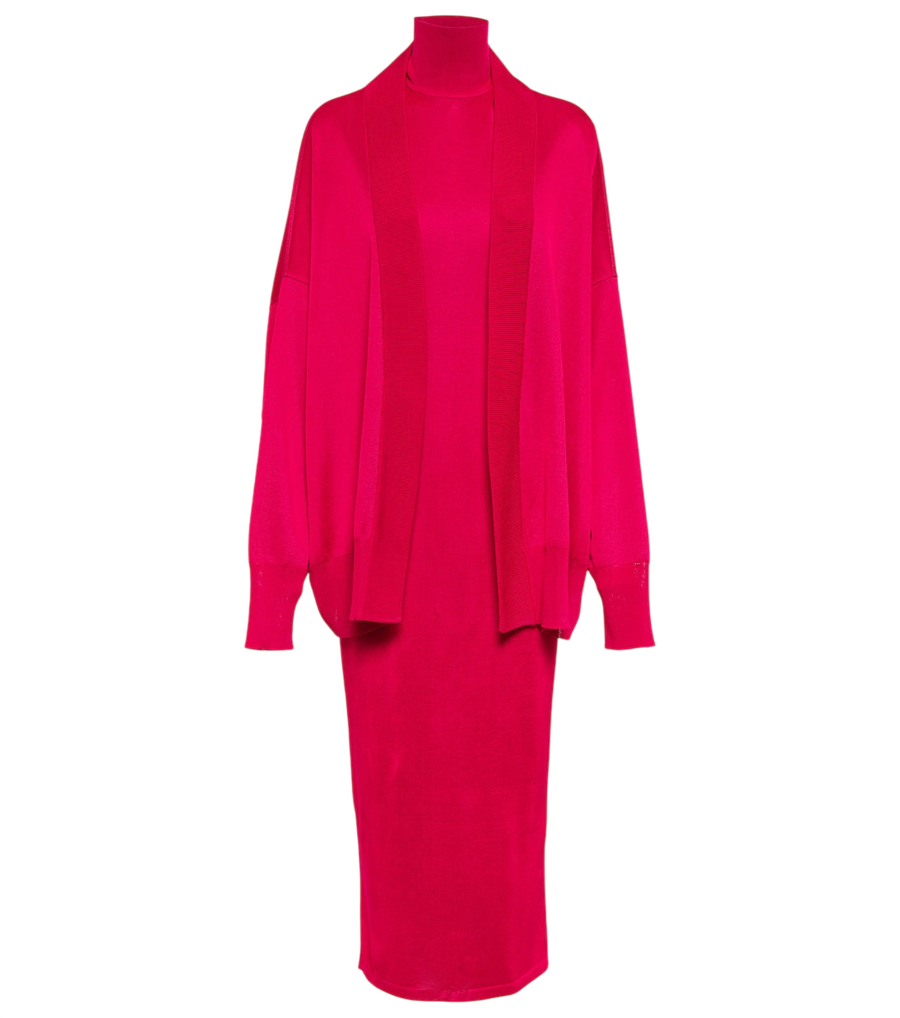 Alaïa Cardigan high-neck midi dress