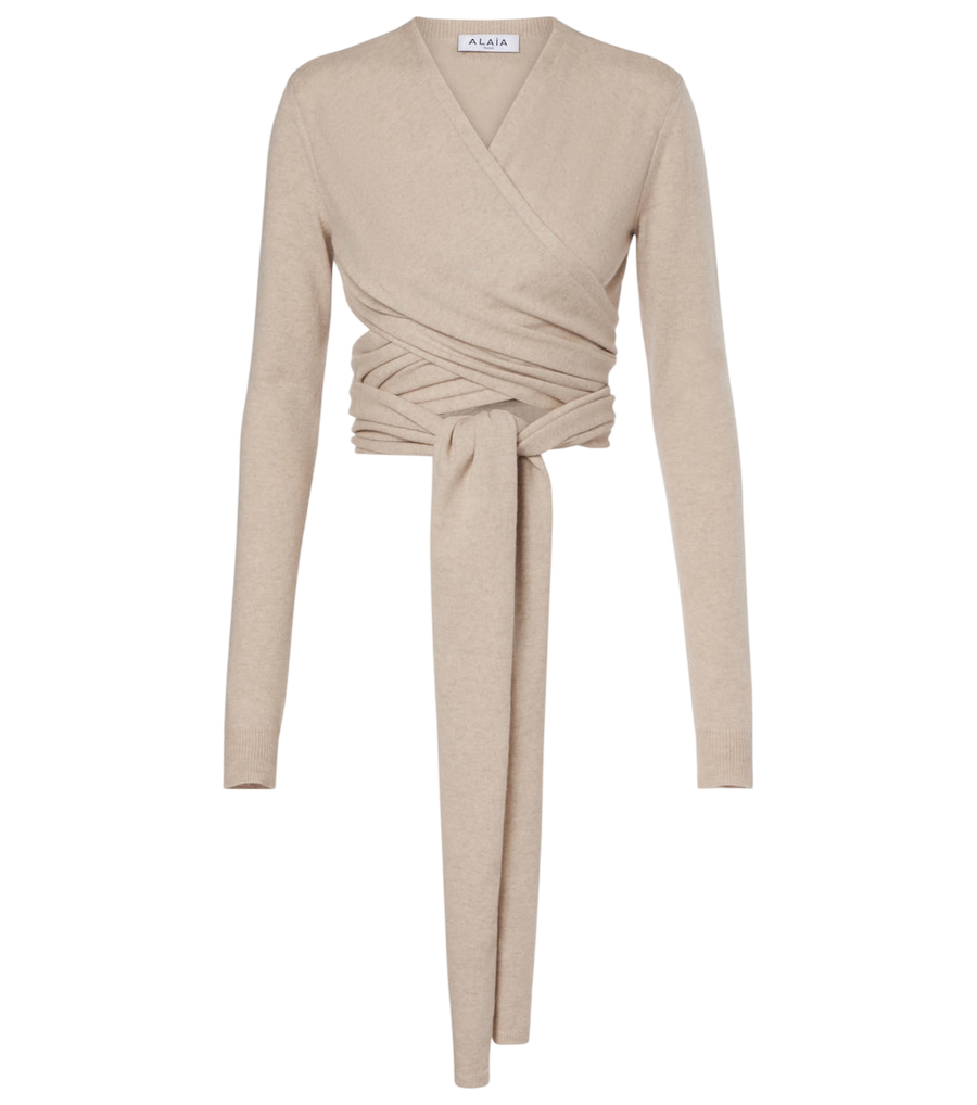 Alaïa Cashmere and wool-blend wrap top