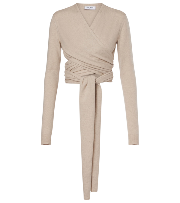 Alaïa Cashmere and wool-blend wrap top