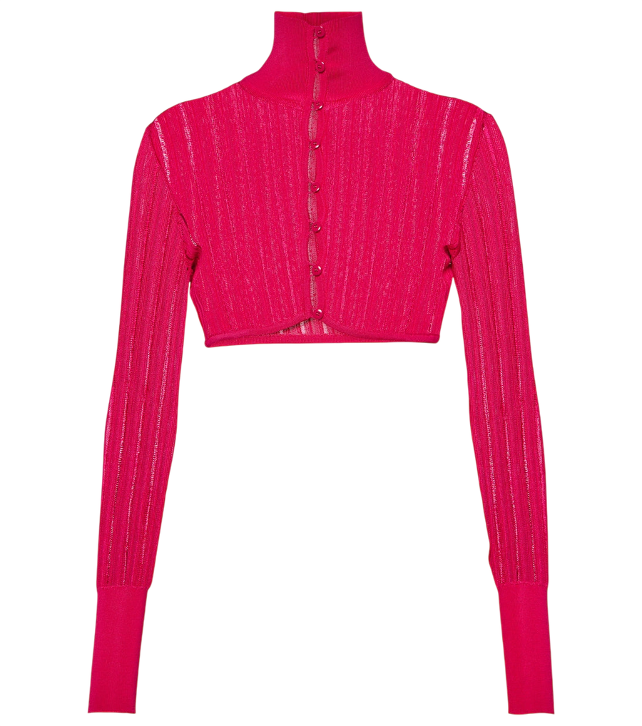 Alaïa Crinoline cropped mockneck cardigan