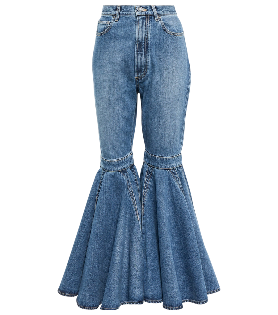 Alaïa Calça jeans flare de cintura alta com crinolina