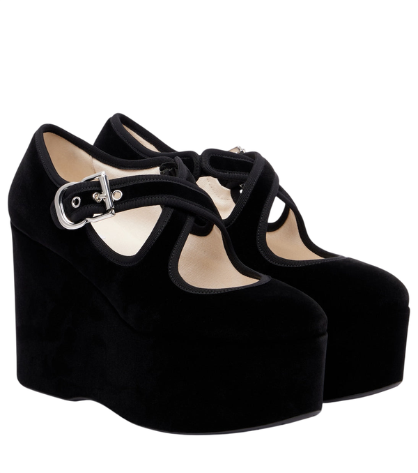 Alaïa Criss Cross 110 velvet wedges