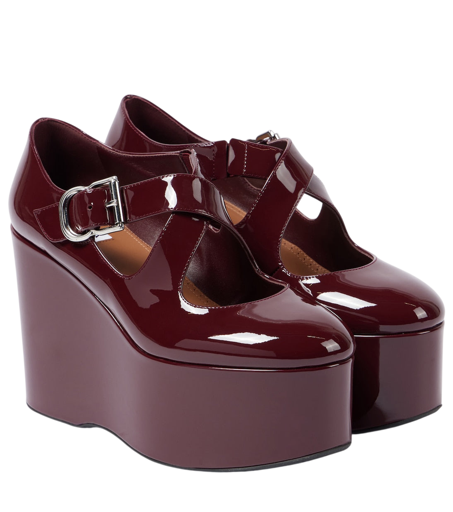 Alaïa Sandálias de plataforma em verniz com tiras cruzadas