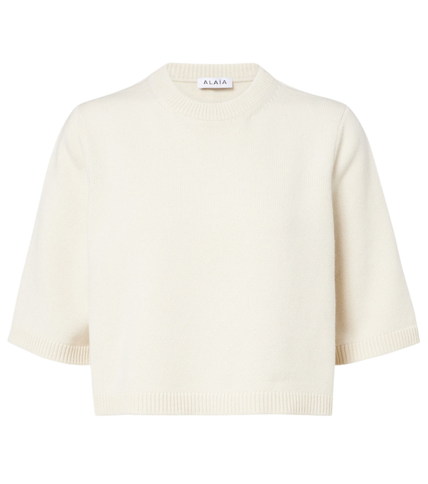 Alaïa Cropped cashmere and wool-blend sweater