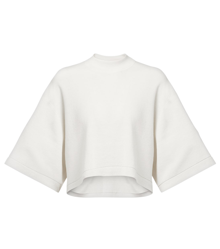 T-shirt court en mélange de coton et laine Alaïa