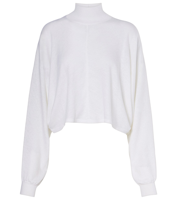 Alaïa Cropped linen turtleneck sweater