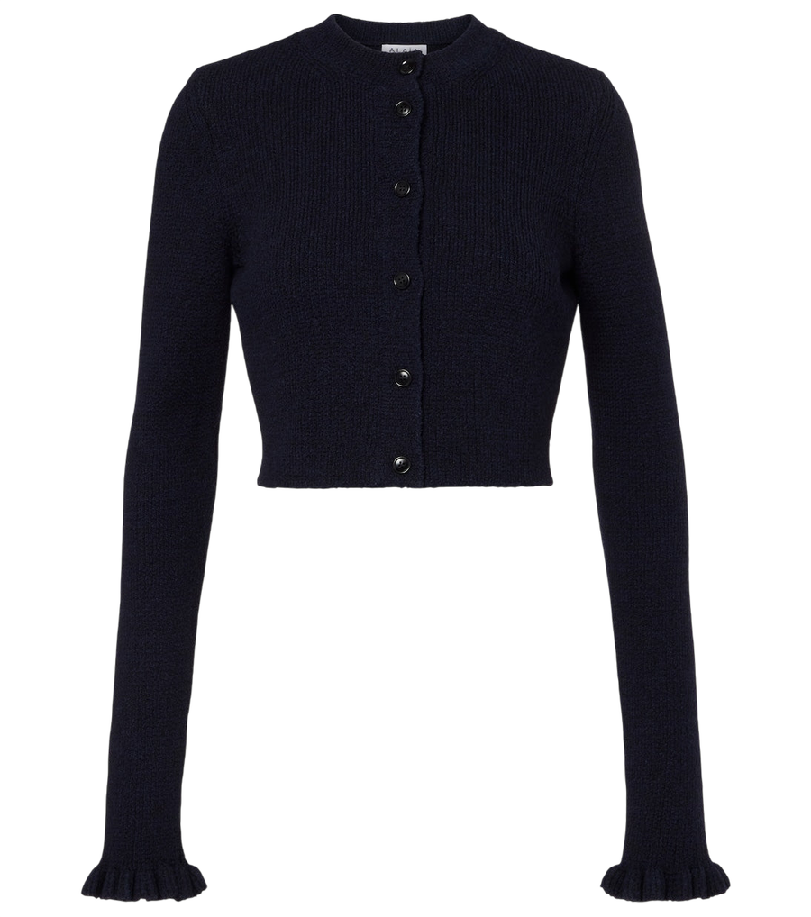 Alaïa Cropped wool and silk-blend cardigan