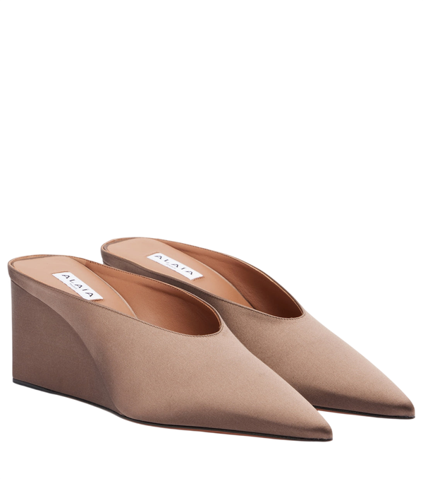 Alaïa Cube satin wedge mules