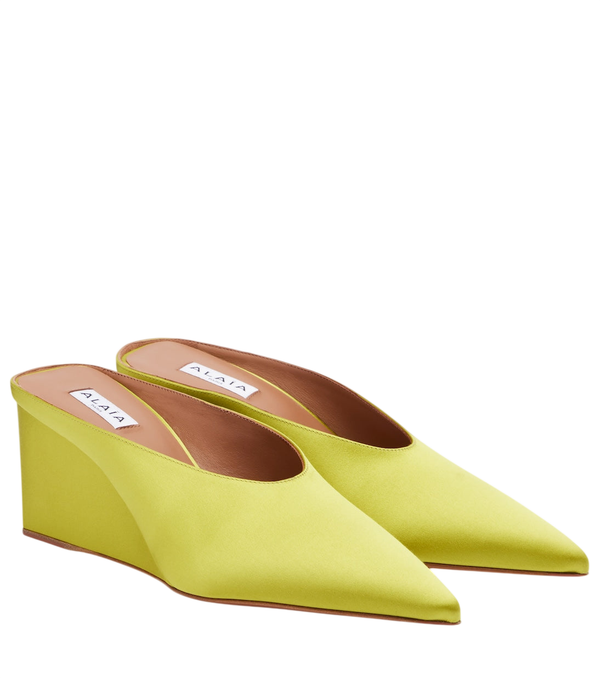 Alaïa Cube satin wedge mules