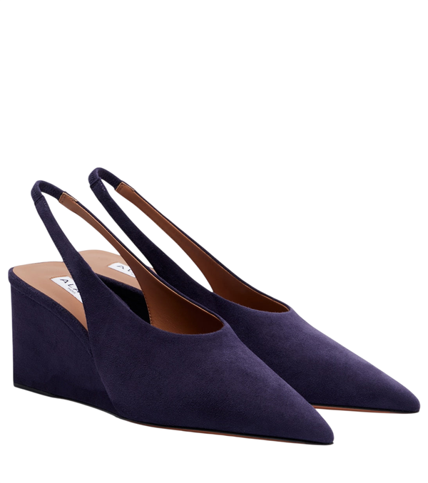 Zapatos de tacón tipo cuña "Cube" de ante con tira trasera de Alaïa