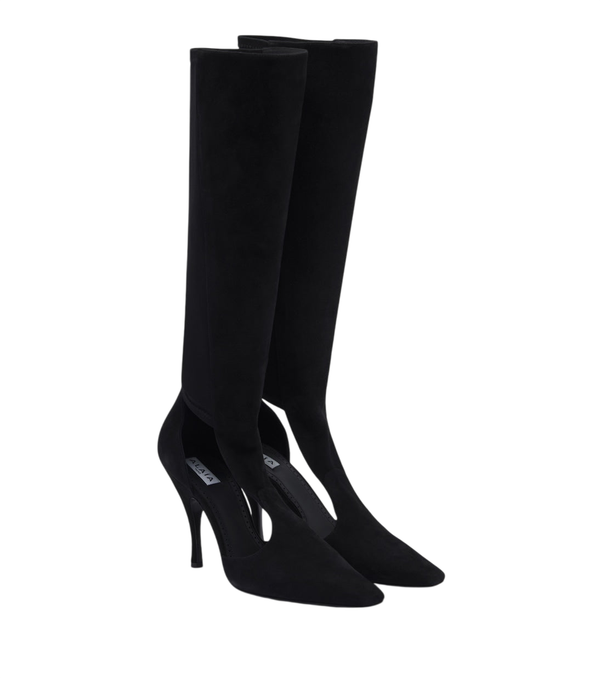 Alaïa Cut-out suede knee-high boots