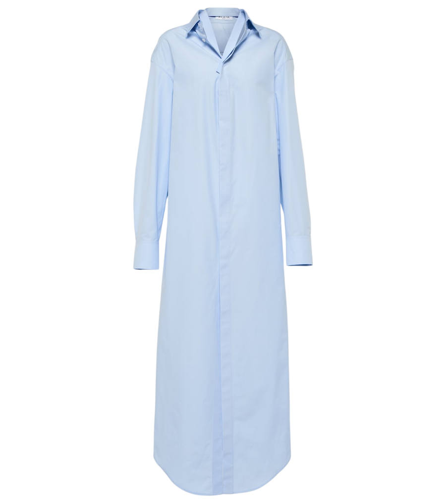 Robe-chemise Alaïa en popeline de coton ajourée