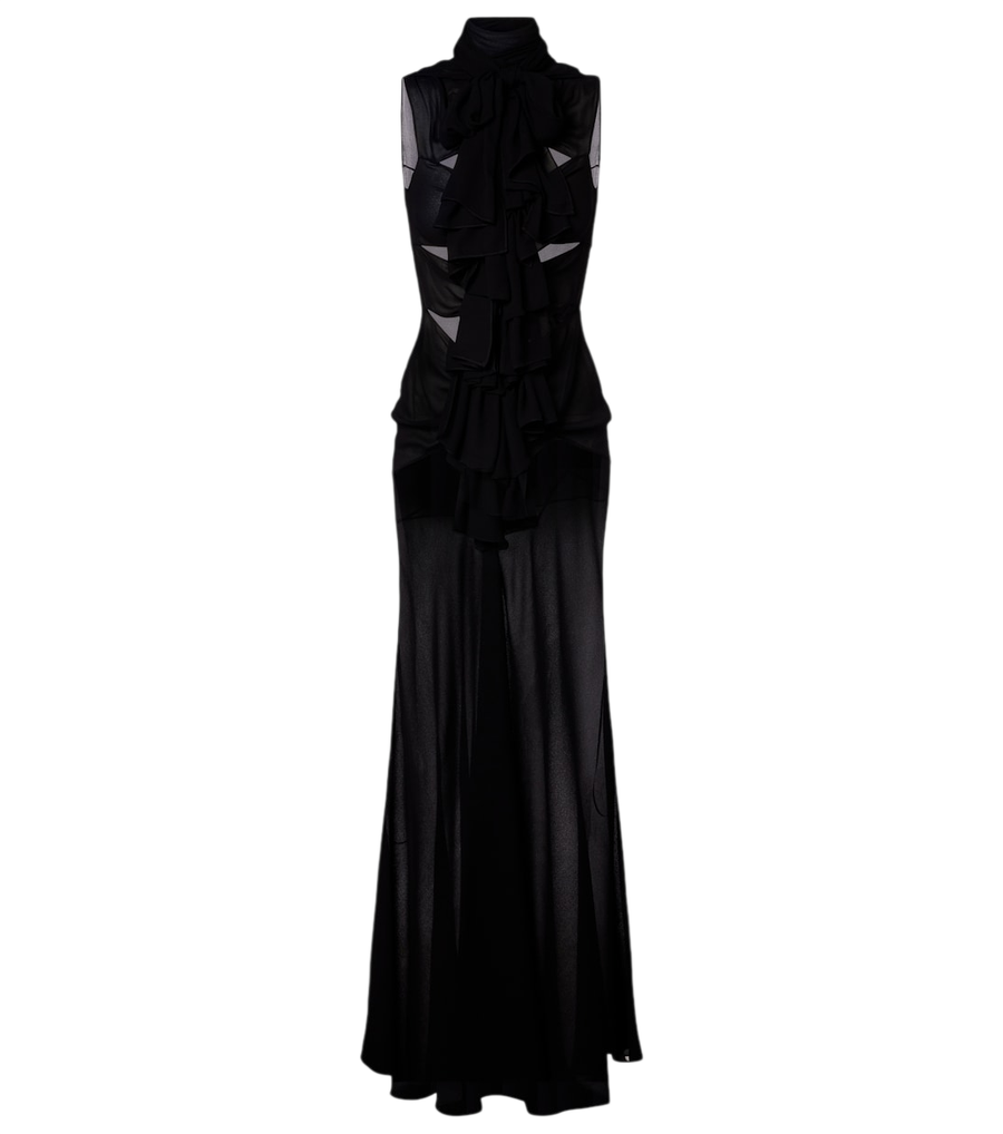 Robe en jersey à volants avec découpes Alaïa