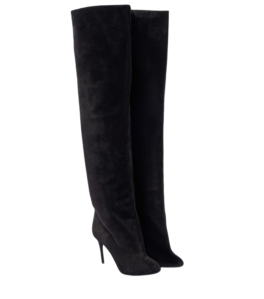 Alaïa Decollete Cuissardes suede knee-high boots
