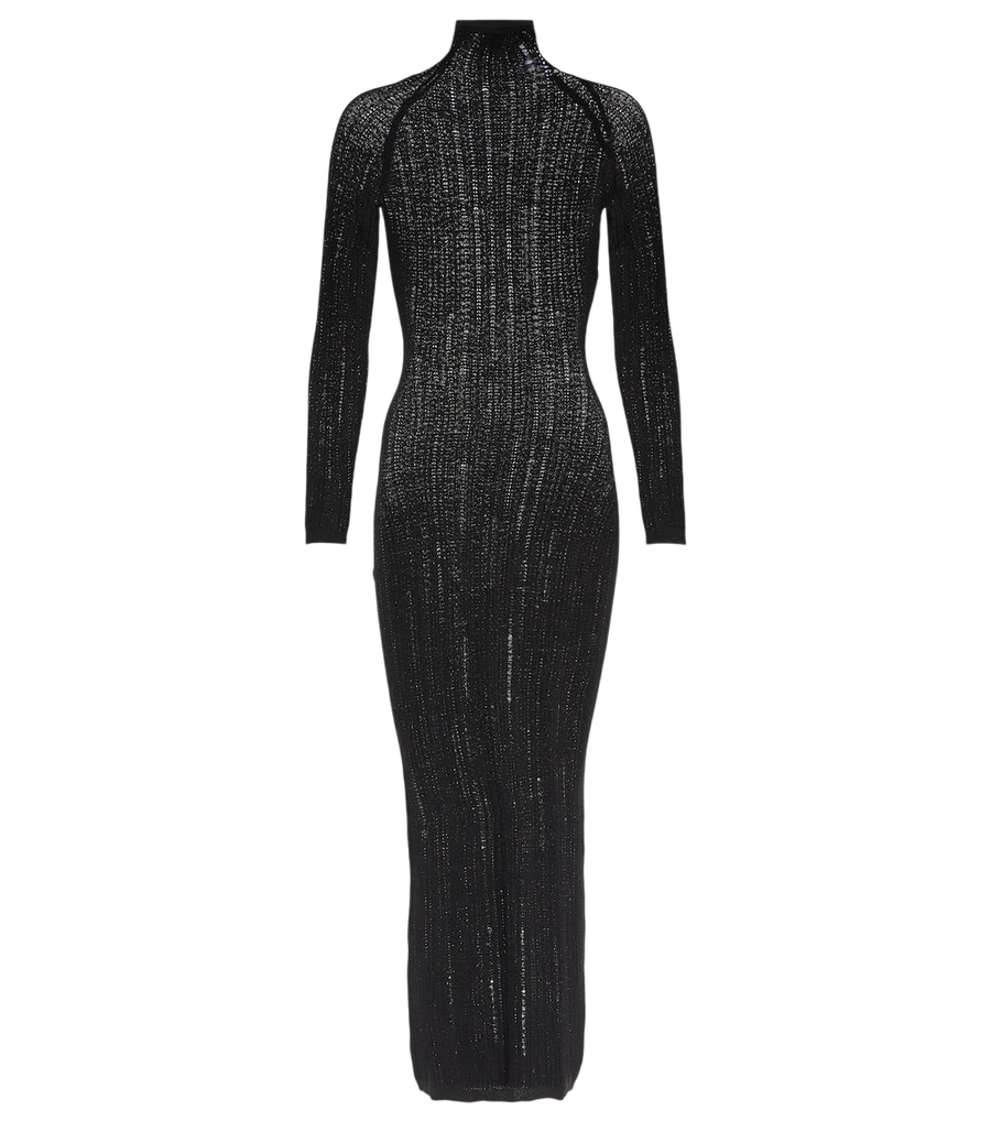 Alaïa Distressed wool-blend midi dress