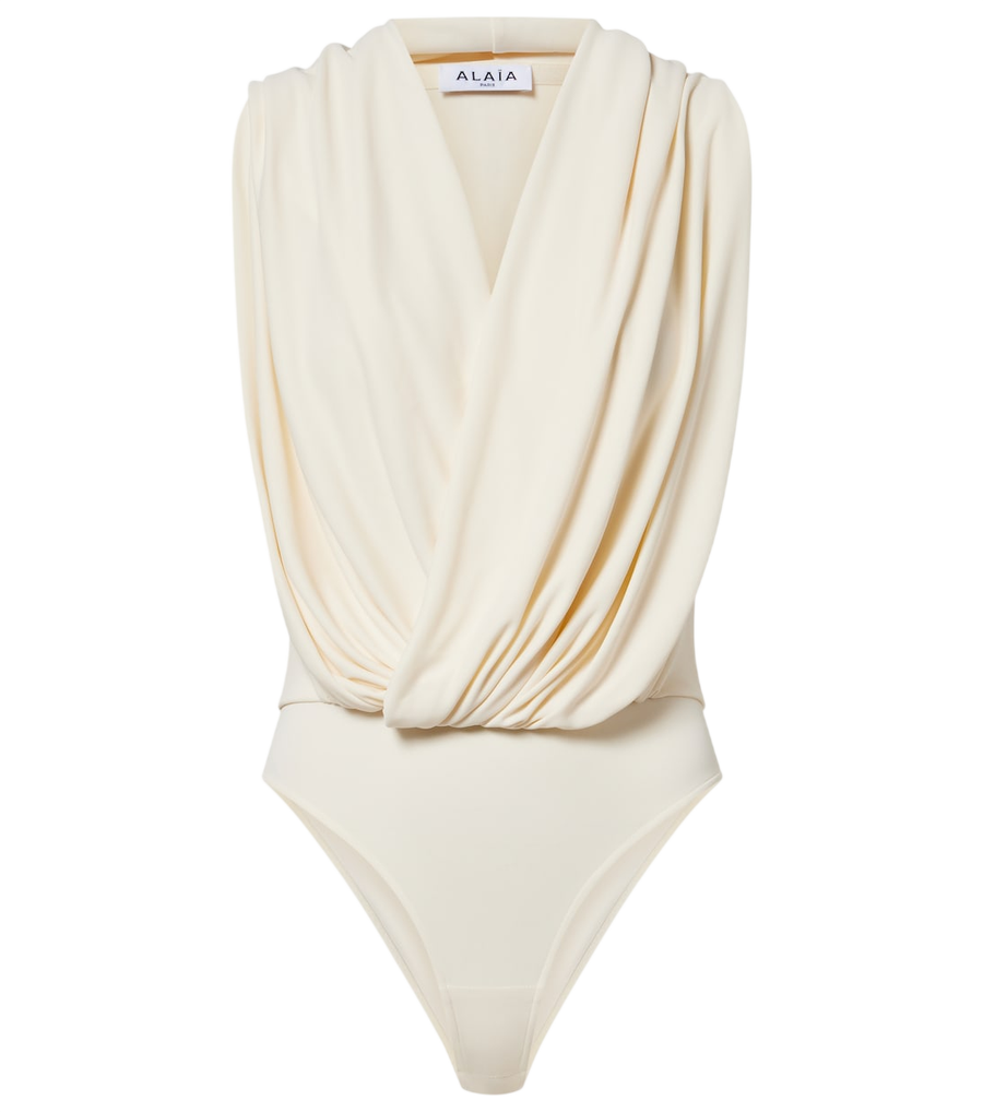 Alaïa Draped hooded jersey bodysuit