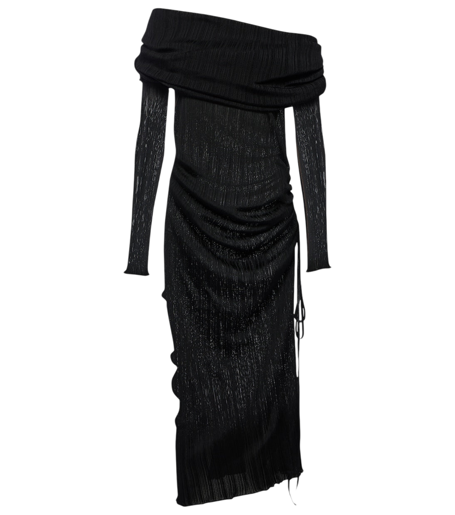 Robe longue drapée à épaules dénudées Alaïa