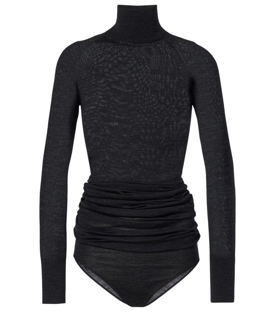 Body à col roulé drapé en laine Alaïa