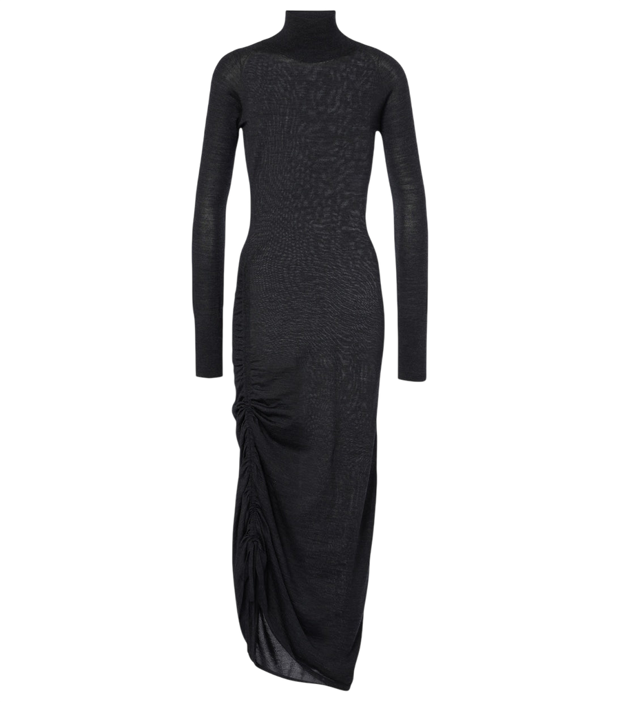 Alaïa Draped wool turtleneck dress