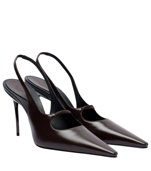 Alaïa Décolleté slingback in pelle con tacco a goccia