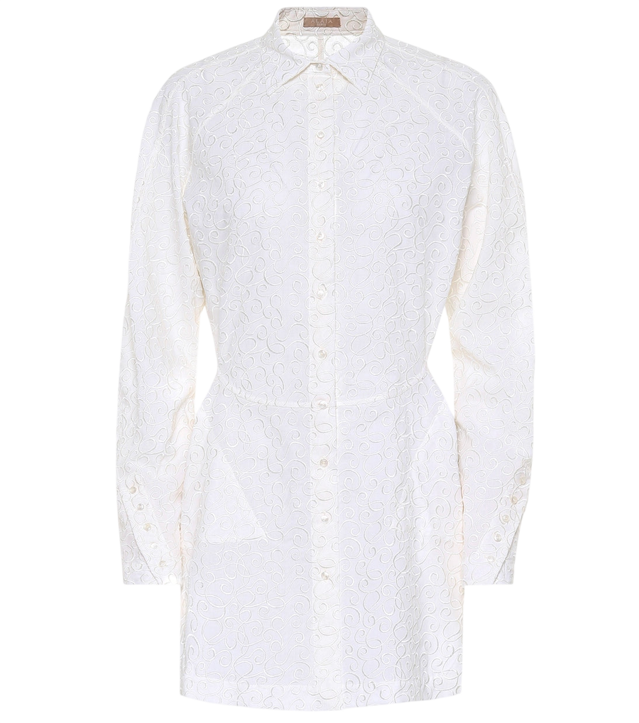 Chemise Alaïa en mousseline de laine brodée