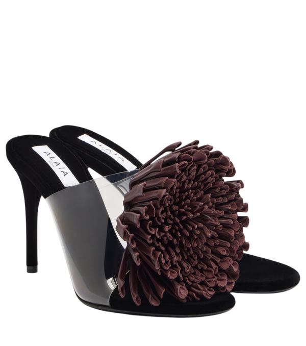 Alaïa Floral-appliqué asymmetric mules