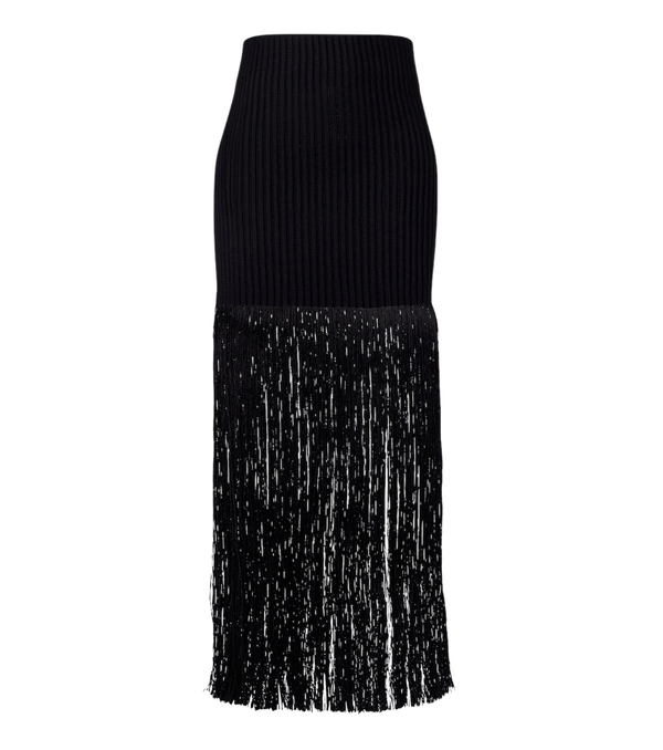 Alaïa Fringed ribbed-knit skirt