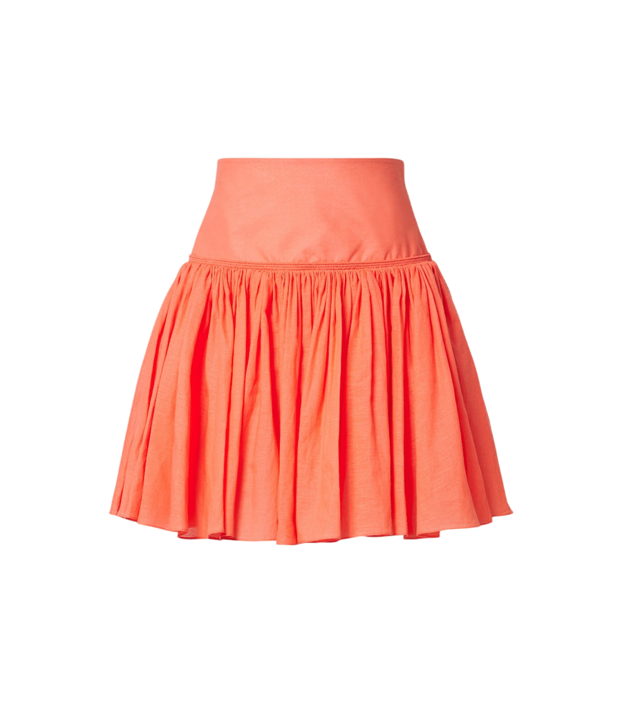 Alaïa Gathered cotton and linen miniskirt