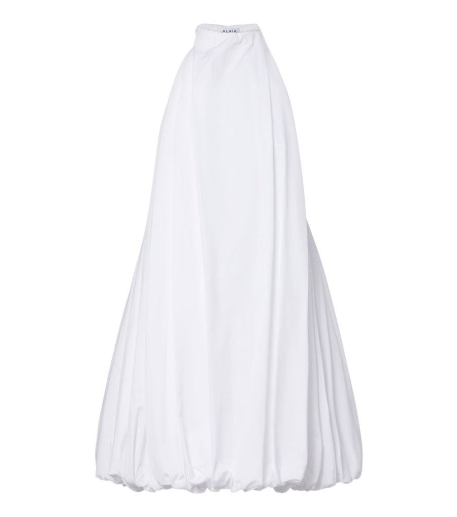 Minivestido Alaïa em popelina de algodão com decote halter