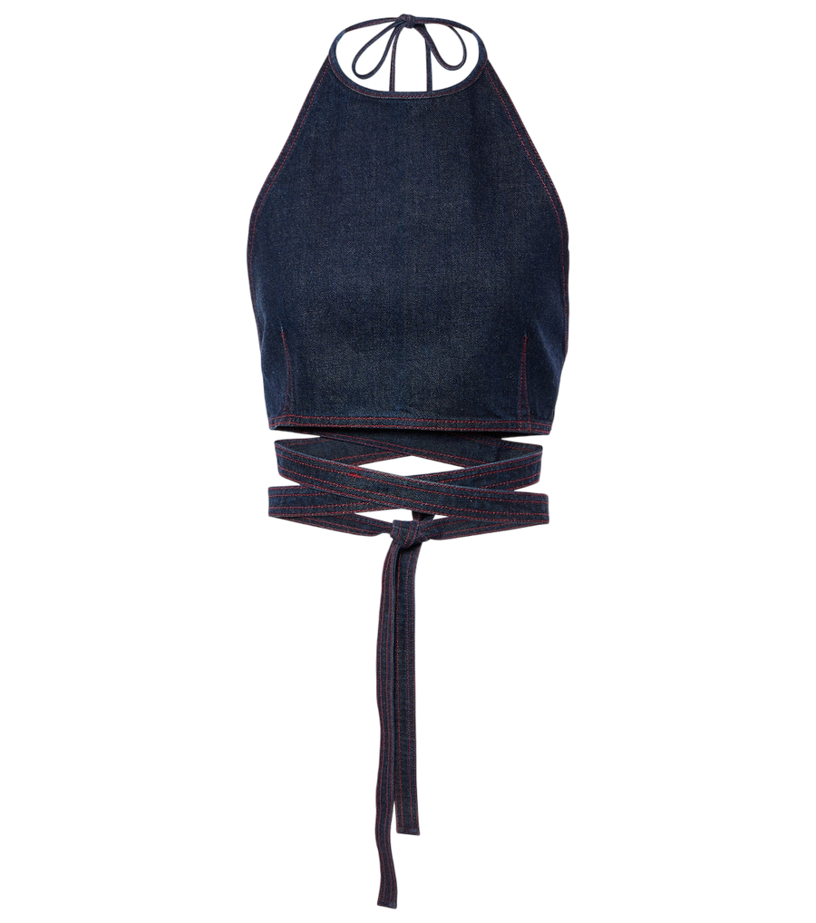 Top corto de mezclilla con cuello halter de Alaïa