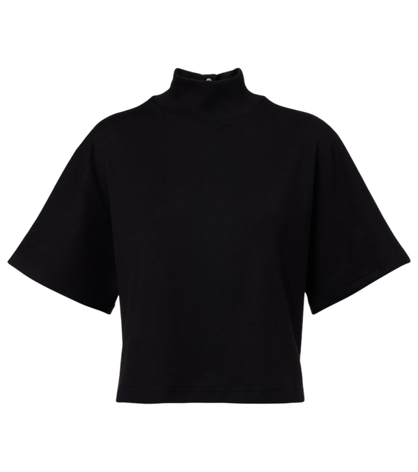 Alaïa T-shirt a collo alto in jersey di cotone