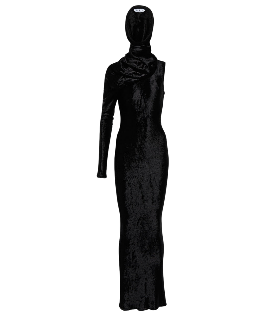 Robe asymétrique à capuche Alaïa