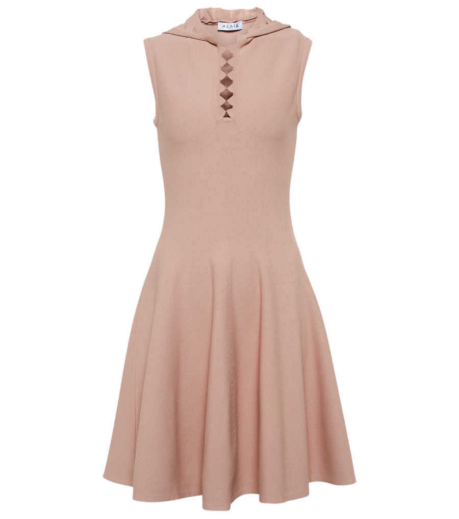 Mini-robe en maille à capuche Alaïa