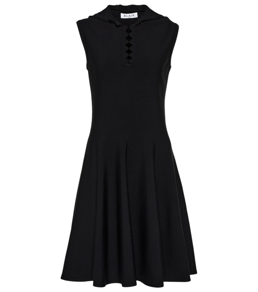 Mini-robe en maille à capuche Alaïa
